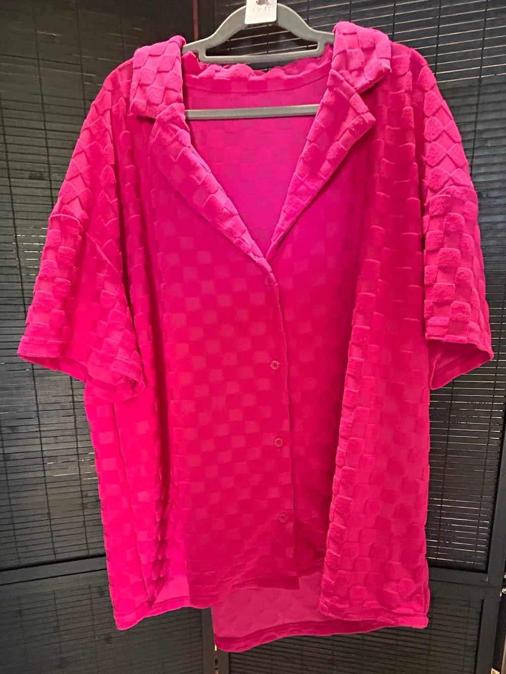 Hot Pink Women’s Short-Sleeve Button Shirt